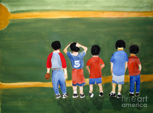 Baseball Art Print featuring the painting Play Ball by Sandy McIntire