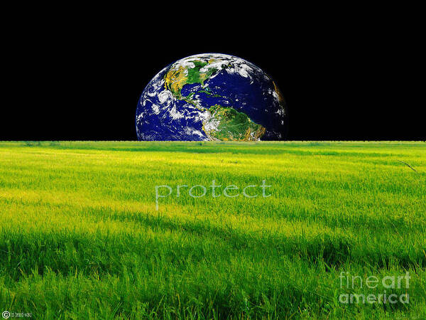 Earth Art Print featuring the digital art Protect by Lizi Beard-Ward