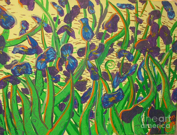 Van Gogh Art Print featuring the painting Purple Flowers by Stefan Duncan