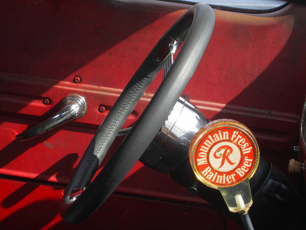 Classic Cars Art Print featuring the photograph Rainier Stick Shift by Kym Backland