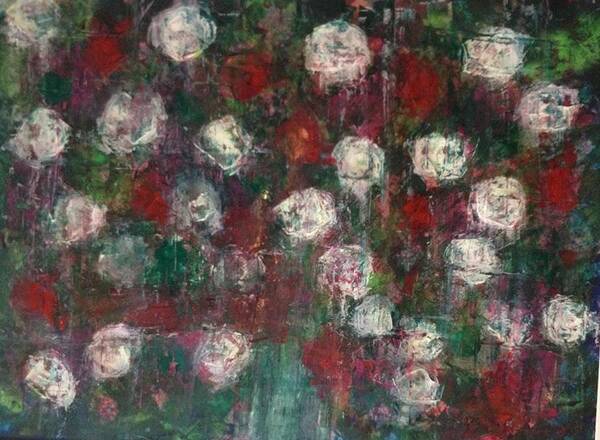 Original Art Print featuring the painting Red and White Roses by Kelli Perk