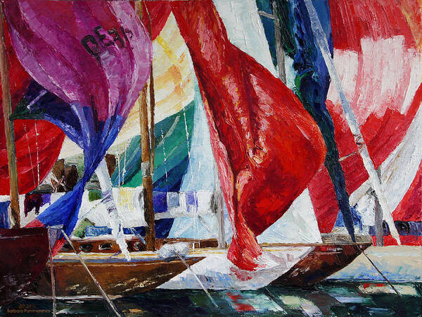 Sailing Art Print featuring the painting Regatta Break by Barbara Pommerenke