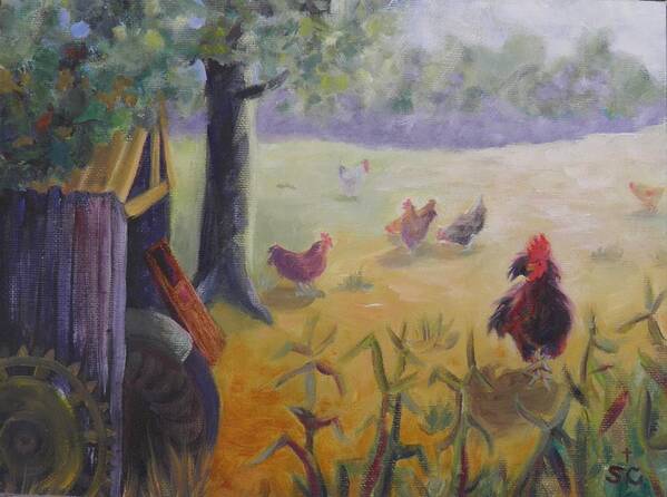 Rooster Art Print featuring the painting Rooster Crow by Sharon Casavant