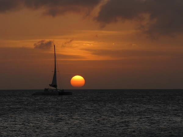 Sunset Art Print featuring the photograph Sailing away by David Gleeson