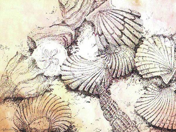 Shells Art Print featuring the mixed media Shells by Lizi Beard-Ward