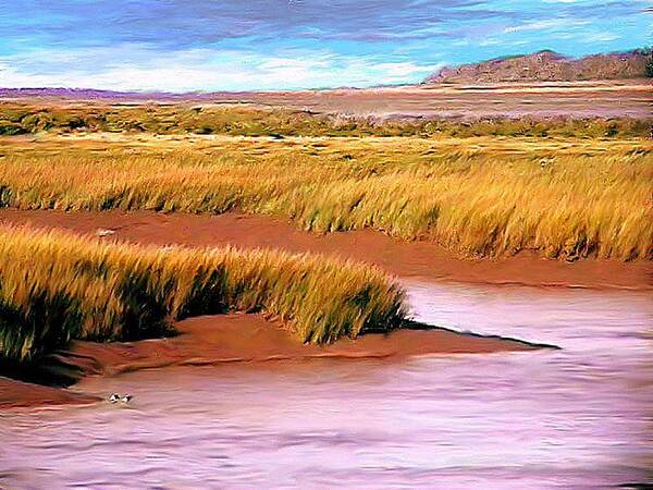 An Early Experiment (2002) In Image Manipulation Created This Painterly Like Image Of Wolfville Harbour In Nova Scotia Art Print featuring the painting SHORELINE PAINTING Wolfville Harbour by William OBrien