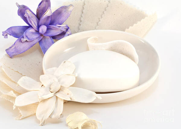 Soap Art Print featuring the photograph Soap with flowers by Blink Images