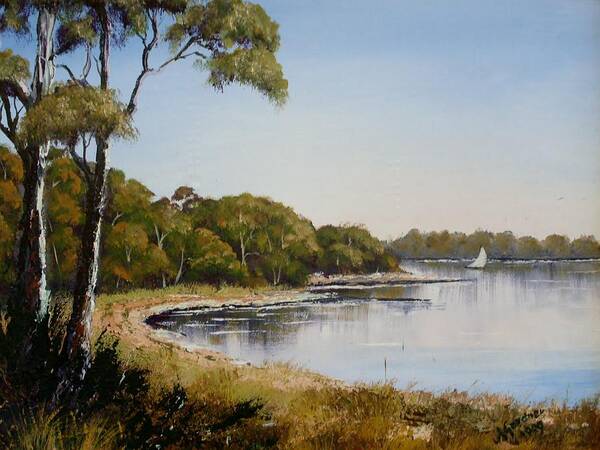 Acrylic Art Print featuring the painting St Georges Basin - early morning by Anne Gardner