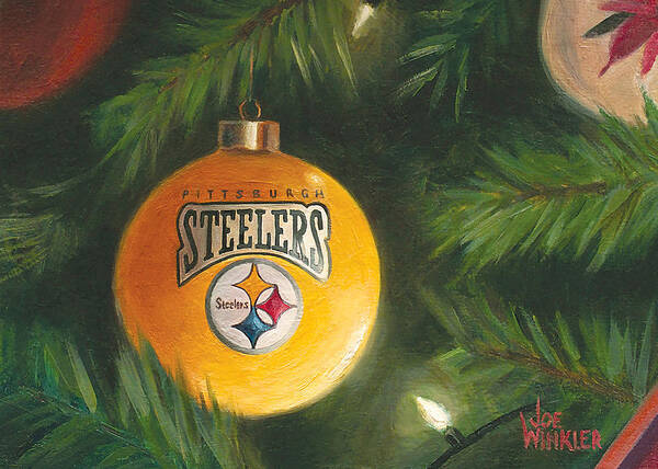  Art Print featuring the painting Steelers Ornament by Joe Winkler