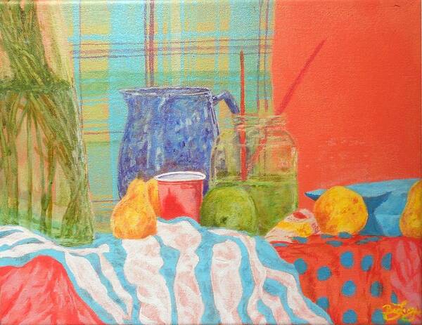 Acrylics Art Print featuring the painting Still life with pears by Ben Leary