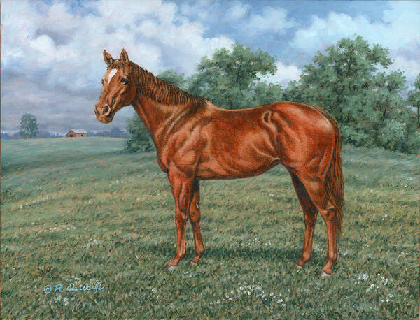 Horse Art Print featuring the painting Summer Pasture by Richard De Wolfe