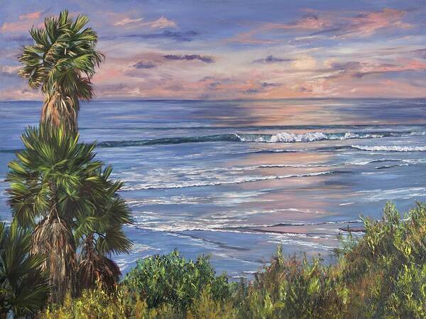 Swamis Art Print featuring the painting Swamis Sunset by Lisa Reinhardt