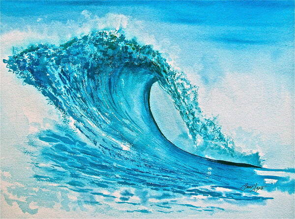 Wave Art Print featuring the painting Symphony in Blue Green by Frank SantAgata