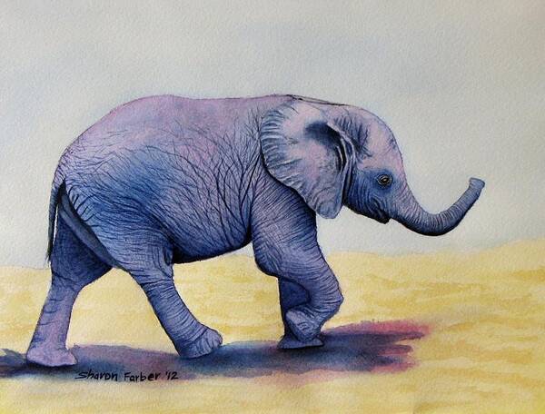 Elephant Art Print featuring the painting Taking a Walk by Sharon Farber