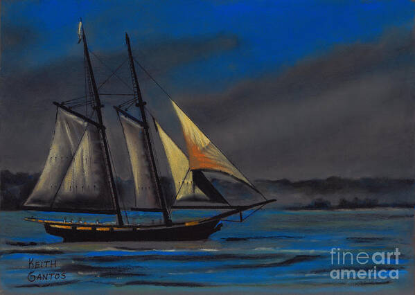 Ship Art Print featuring the pastel The Californian by Keith Gantos