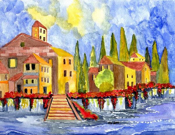 Italy Art Print featuring the painting The little Village by Connie Valasco