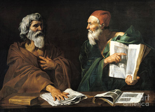 Philosophy Art Print featuring the painting The Philosophers by Master of the Judgment of Solomon