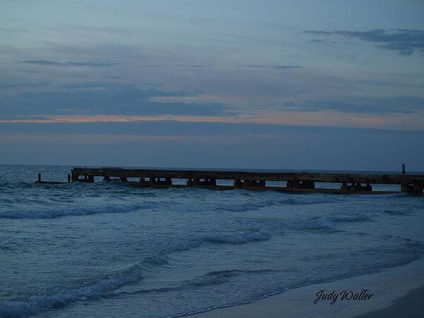 Sunset Art Print featuring the photograph The Pier Blues by Judy Waller