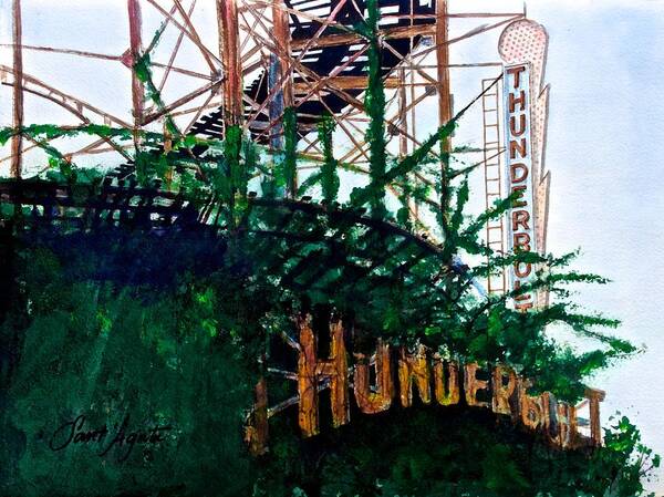 Coney Island Art Print featuring the painting Thunderbolt Ruins by Frank SantAgata