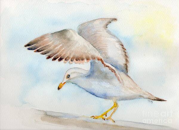 Gull Art Print featuring the painting Tybee Seagull by Doris Blessington