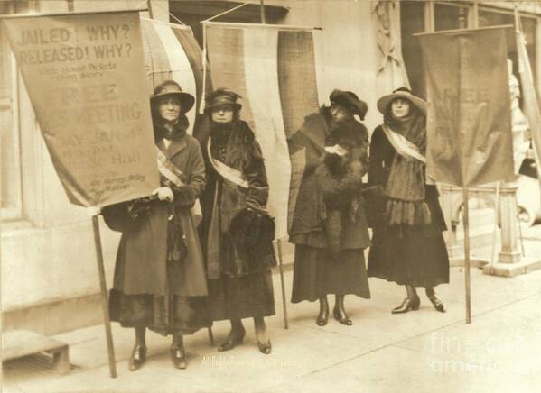 Washington Suffragettes Picketing In New York City Art Print featuring the photograph Washington Suffragettes Picketing in New York City by Padre Art