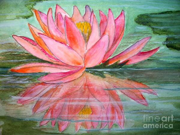 Waterlily Art Print featuring the painting Water lily by Carol Grimes