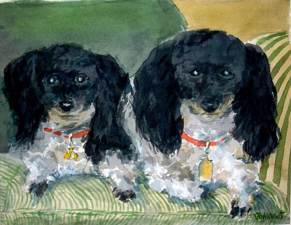 Animal Painting Art Print featuring the painting Willie and Tucker by John West