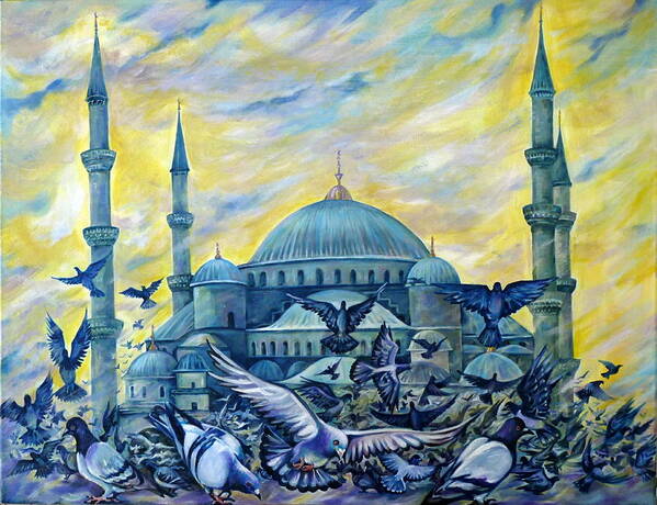 Travel Art Print featuring the painting Turkey. Blue Mosque by Anna Duyunova