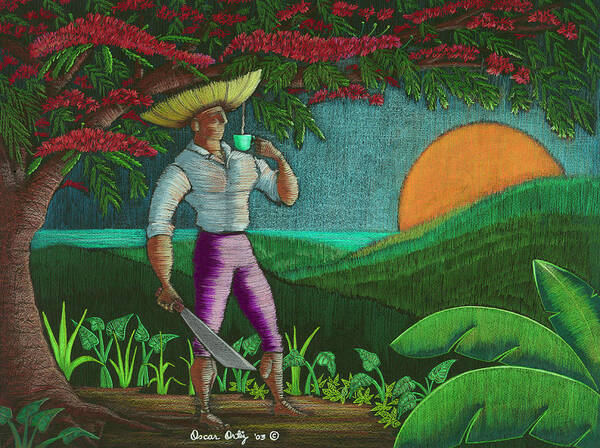 Puerto Rico Art Print featuring the painting Amanecer en Borinquen by Oscar Ortiz