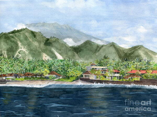 Blue Lagoon Art Print featuring the painting Blue Lagoon Bali Indonesia #1 by Melly Terpening