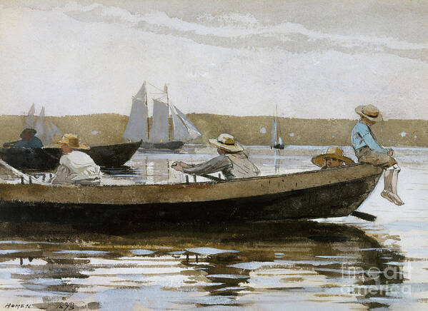 Boys In A Dory Art Print featuring the painting Boys in a Dory, 1873 by Winslow Homer