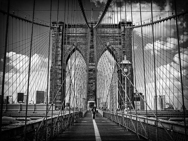 Black And White Art Print featuring the photograph Brooklyn Bridge #1 by Frank Winters
