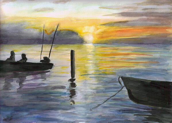 Chesapeake Art Print featuring the painting Chesapeake Sunset #1 by Clara Sue Beym