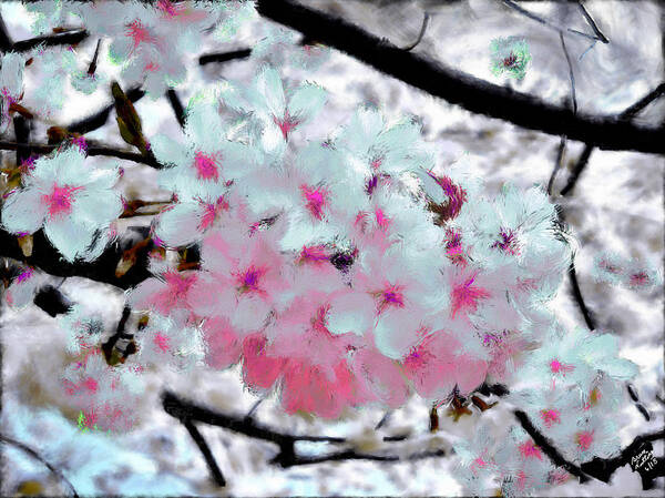 Bruce Art Print featuring the painting Colorful Cherry Blossoms #4 by Bruce Nutting