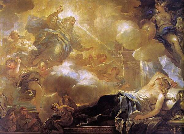 Luca Giordano Art Print featuring the painting Dream Of Solomon by Troy Caperton