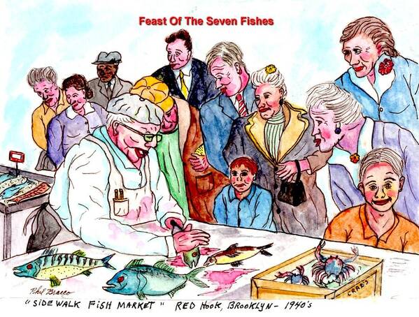 Feast Of The Seven Fishes Art Print featuring the mixed media Feast Of The Seven Fishes #1 by Philip And Robbie Bracco