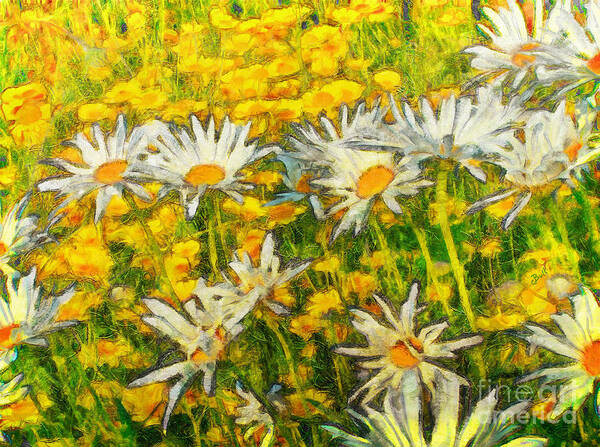 Daisy Art Print featuring the painting Field of Daisies #2 by Claire Bull