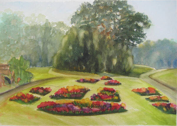 Landscape Art Print featuring the painting Flower Beds by Karen Coggeshall