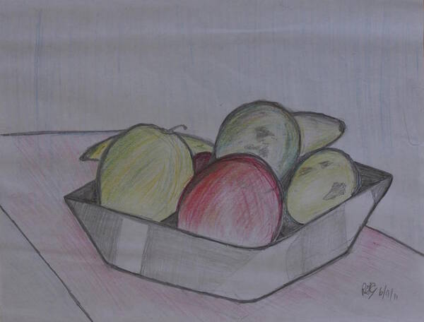 Coloured Pencil Art Print featuring the drawing Fruit #1 by Roger Cummiskey