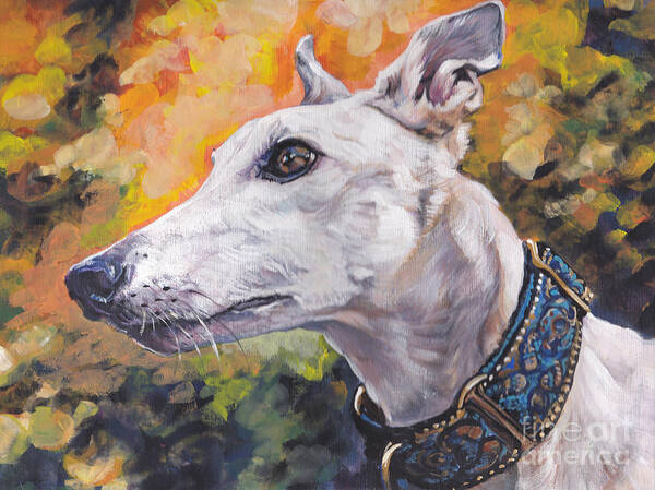 Greyhound Portrait Art Print featuring the painting Greyhound Portrait #1 by Lee Ann Shepard