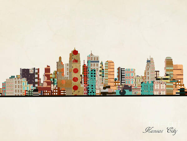 Kansas City Art Print featuring the painting Kansas City Skyline #1 by Bri Buckley