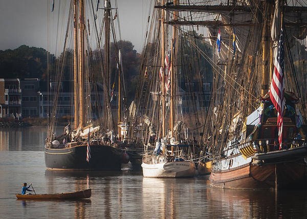 Boats Art Print featuring the photograph Morning Light - Chestertown Downrigging Weekend #2 by Lauren Brice