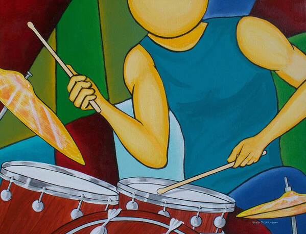 Music Art Print featuring the painting Mystic Sticks #1 by Herb Dickinson