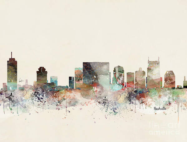 Nashville Art Print featuring the painting Nashville Tennessee #1 by Bri Buckley