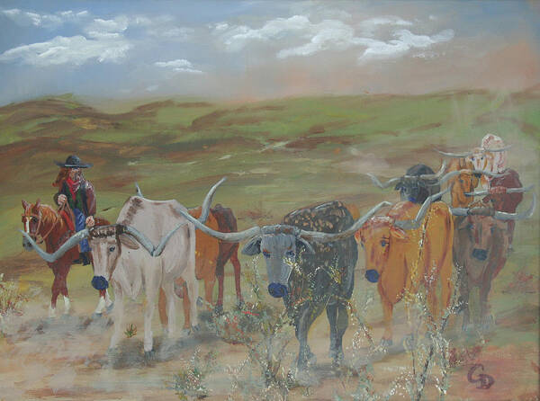 On The Chisholm Trail Art Print featuring the painting On The Chisholm Trail #2 by Gail Daley