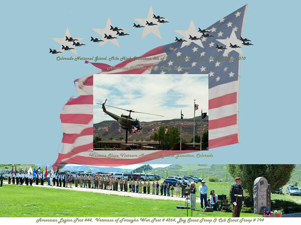 Memorial Day Formation Of American Legion Post 44 Art Print featuring the digital art Our Memorial Day Salute by Daniel Hebard