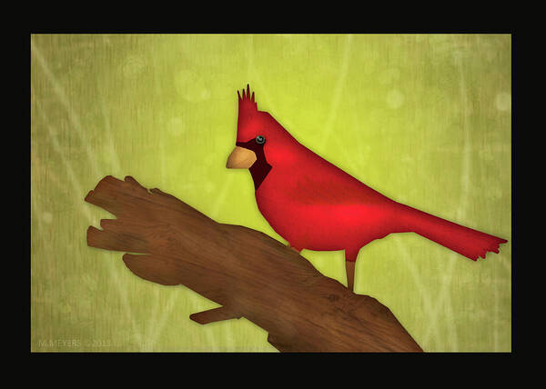 Birds Art Print featuring the digital art Red Bird #1 by Melisa Meyers