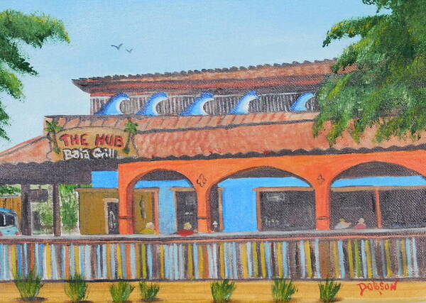 The Hub Art Print featuring the painting The Hub On Siesta Key #1 by Lloyd Dobson