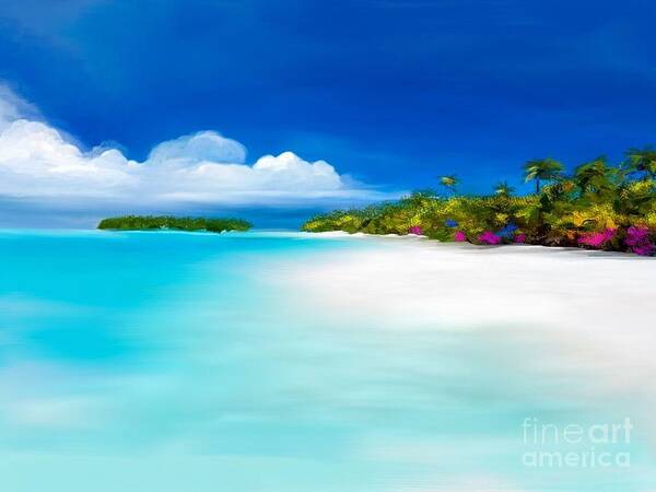 Anthony Fishburne Art Print featuring the digital art Tranquil beach #2 by Anthony Fishburne