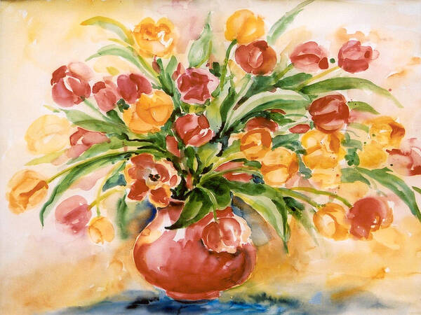 Ingrid Dohm Art Print featuring the painting Tulips #1 by Ingrid Dohm